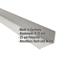 Wandanschluss Aluminium RAL 9006, 0,70 mm mit eingeblendeten Eckdaten Made in Germany