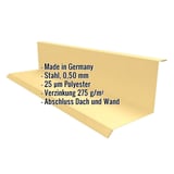 Wandanschluss Typ 1 sandgelb, Stahl 0,50 mm, mit eingeblendeten Eckdaten zu Material und Anwendung