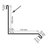 Technische Zeichnung Wandanschluss Typ 2 mit Massen 100 mm, 110 mm und 90 Grad Winkel