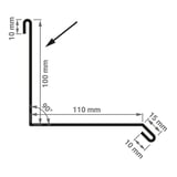 Technische Zeichnung des Wandanschlusses Typ 2 mit Massen 100 mm, 110 mm und 90 Grad Winkel