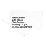 Wandanschluss Typ 2, Stahl 0,75 mm, Lichtgrau, mit eingeblendeten Eckdaten