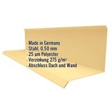 Wandanschluss Typ 3 aus sandgelbem Stahl, 0,50 mm, mit Polyesterbeschichtung und eingeblendeten Eckdaten