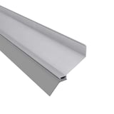 Wandanschlussprofil aus blankem Aluminium, Hauptansicht schraeg von oben