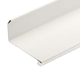 Wandanschlussprofil aus Stahl, weiß, Detailansicht der Kanten und der glatten Oberfläche
