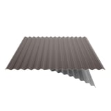 Wellblech 18/1064 Nussbraun mit sichtbarer Anti-Tropf-Vlies-Beschichtung an der Schnittkante