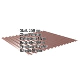 Wellblech 18/1064 | Dach | Stahl 0,50 mm | 25 µm Polyester | 8012 - Rotbraun