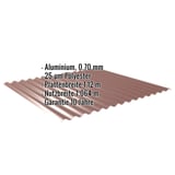 Wellblech 18/1064 Aluminium 0,70 mm rotbraun mit eingeblendeten Eckdaten