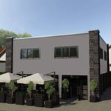 Gebaeude mit Wandverkleidung aus Wellblech 18/1064 Aluminium Graualuminium RAL 9007
