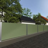 Wellblech PF25W als Zaunverkleidung, Resedagrün, Anwendungsbeispiel