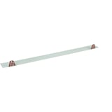 Zahnblech gelocht, rotbraun, 0,75 mm Stahl, Gesamtansicht des langen, schmalen Blechs mit zwei Zahnprofilen
