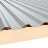 Zahnblech gelocht Kupferbraun RAL 8004 0,75 mm Stahl unter Trapezblech auf Holzkonstruktion