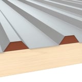 Zahnblech ungelocht, Stahl 0,75 mm, Kupferbraun RAL 8004, auf Holzunterkonstruktion