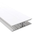 Zevener Sprosse Mittelprofil 10 mm aus weißem PVC, schräge Ansicht von oben, Detail der Profilstruktur