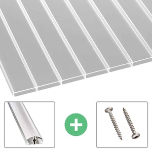 Acrylglas Stegdoppelplatte 16 mm klar, mit Profil A4 und Zubehör wie Abschlussprofil und Schrauben