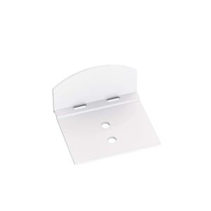Weißer Scobalit Bremswinkel aus Aluminium für 10 mm Platten, mit zwei Langlöchern und zwei Rundlöchern