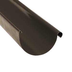 Dachrinne aus braunem Stahl mit 50 µm Polyurethan-Beschichtung, halbrundes Profil, Hauptansicht
