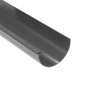 Dachrinne aus PVC in Graphit, Detailansicht des halbrunden Profils