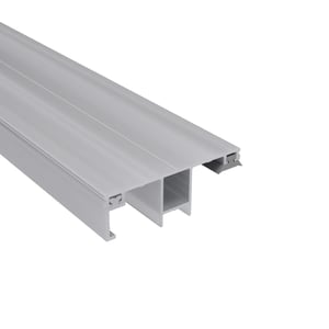 DUO Randprofil aus blankem Aluminium, 10 mm, Hauptansicht mit Hohlkammer und Befestigungsnuten