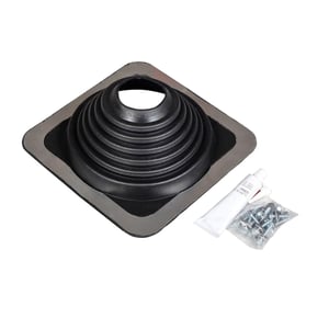 Durchführungsmanschette aus schwarzem EPDM mit quadratischem Flansch, Faltenbalg und Montagematerial