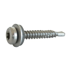 Edelstahlschraube blank mit Torx-Kopf und angepresster Unterlegscheibe, Bohrspitze