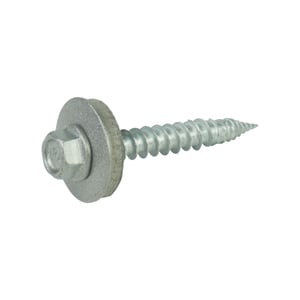 Edelstahlschraube mit Dichtscheibe, Sechskantkopf, graualuminium RAL 9007, freigestellt