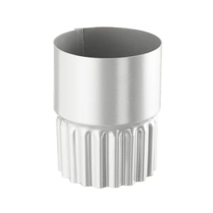 Fallrohrverbinder aus Stahl, Weißaluminium RAL 9006, 50 µm Polyurethan, mit geripptem unteren Teil