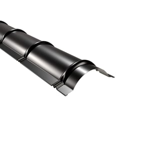 Firstblech halbrund Tiefschwarz RAL 9005 aus 0,50 mm Stahl mit 25 µm Polyester Beschichtung, Hauptansicht
