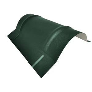 Firstblech halbrund groß, Moosgrün RAL 6005, 0,50 mm Stahl, 35 µm Mattpolyester Beschichtung
