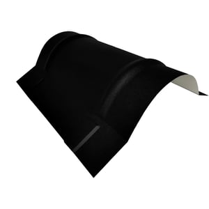 Firstblech halbrund klein Schwarz RAL 9005, 0,50 mm Stahl, 35 µm Mattpolyester