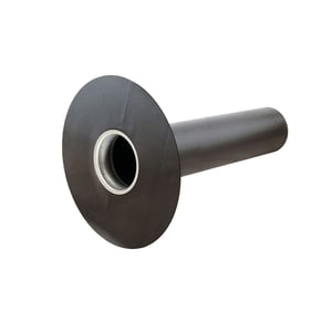 Garantie-Seiten-Notablauf aus schwarzem EPDM, zylindrischer Ablauf mit flachem Flansch, Hauptansicht