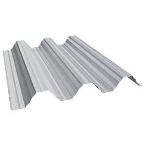 Hochprofil T92P Dachblech Lichtgrau RAL 7035, 0,50 mm Stahl, Hauptansicht mit Hochsicken und Antikapillarrille