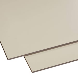 HPL Platte 6 mm Beige, zwei Platten leicht versetzt aufeinanderliegend