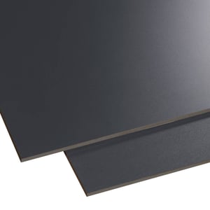 HPL Platte 6 mm Anthrazitgrau, Hauptansicht von zwei Platten leicht uebereinanderliegend