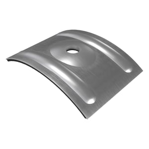 Kalotte Profil 177/51 aus blankem Aluminium, gewoelbt mit Befestigungsloch und zwei Sicken