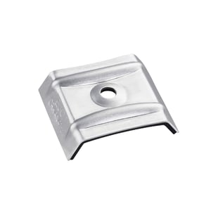 Kalotte Profil 250/49 aus blankem Aluminium mit zentraler Bohrung, Scobalit Logo seitlich