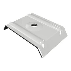 Kalotte Profil 35/207 aus weißaluminiumfarbenem Aluminium mit zentraler Bohrung, Ansicht von oben