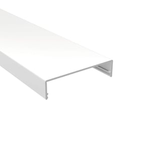 Weißer Klemmdeckel aus Aluminium für DUO Profil, schräg von oben
