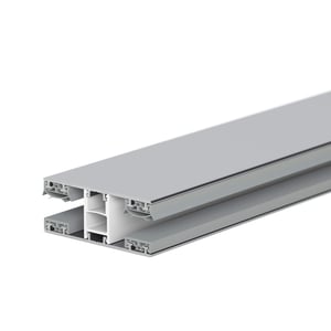 Mendiger Mittelprofil 10 mm Thermo/Classic, blankes Aluminium und weisser Kunststoff, Querschnitt
