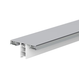 Mendiger Mittelprofil aus blankem Aluminium und Kunststoff, fuer 12-15 mm Plattenstaerke