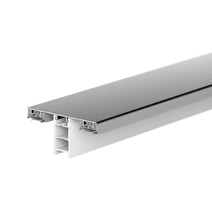 Mendiger Mittelprofil, dunkelgraues Aluminium mit weissem Kunststoffunterbau, fuer 12-15 mm Platten