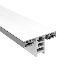Mendiger Mittelprofil 16 mm, Aluminium und Kunststoff, weiß, Detailansicht der Profilstruktur