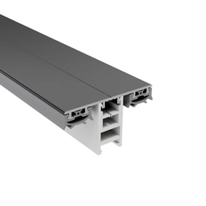 Mendiger Mittelprofil 16 mm, dunkelgrau, Aluminium und Kunststoff, Seitenansicht mit Kammerstruktur