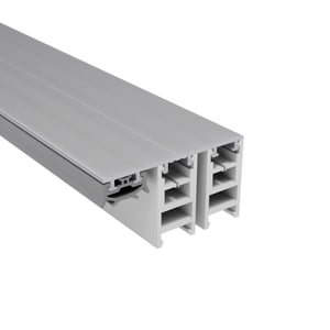 Mendiger Randprofil 16 mm, blankes Aluminium und Kunststoff, Schnittansicht mit Kammerstruktur