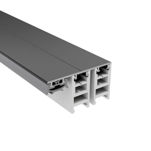 Mendiger Randprofil 16 mm, dunkelgraues Aluminium mit weissem Kunststoff-Innenprofil, Schnittansicht