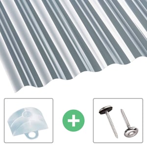 PET Wellplatte 76/18 klar, 1,10 mm mit Abstandhaltern und Spenglerschrauben