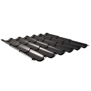 Pfannenblech 2/1060 Tiefschwarz RAL 9005, 0,50 mm Stahl, 25 µm Polyesterbeschichtung, Hauptansicht