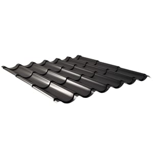 Pfannenblech 2/1060 Tiefschwarz RAL 9005, 0,50 mm Stahl, Polyesterbeschichtung, Hauptansicht