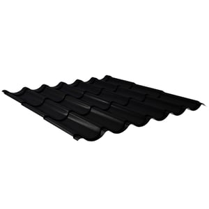 Pfannenblech 2/1060 aus schwarzem Stahl, 0,50 mm stark, mit Mattpolyester-Beschichtung