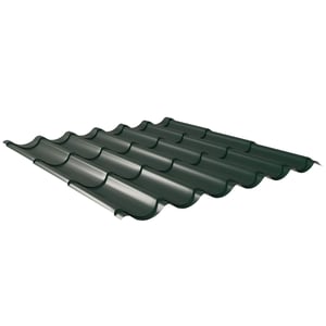Pfannenblech 2/1060 aus Stahl 0,50 mm, Moosgrün RAL 6005 mit Puramid Beschichtung
