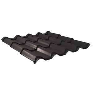 Pfannenblech EUROPA, dunkelgrau, 0,50 mm Stahl mit 35 µm Mattpolyester-Beschichtung, Hauptansicht